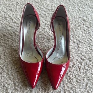 Anne Klein Red Patent Leather Heels Classic Stiletto Pumps